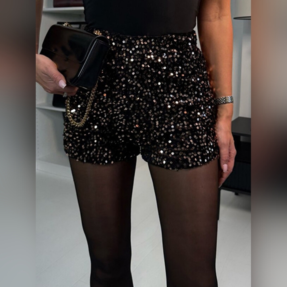 Sequin Chocolate Brown Women's Shorts